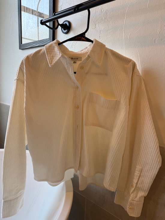 Madewell Tops - Madewell Cream Textured Button-Down Shirt - corduroy